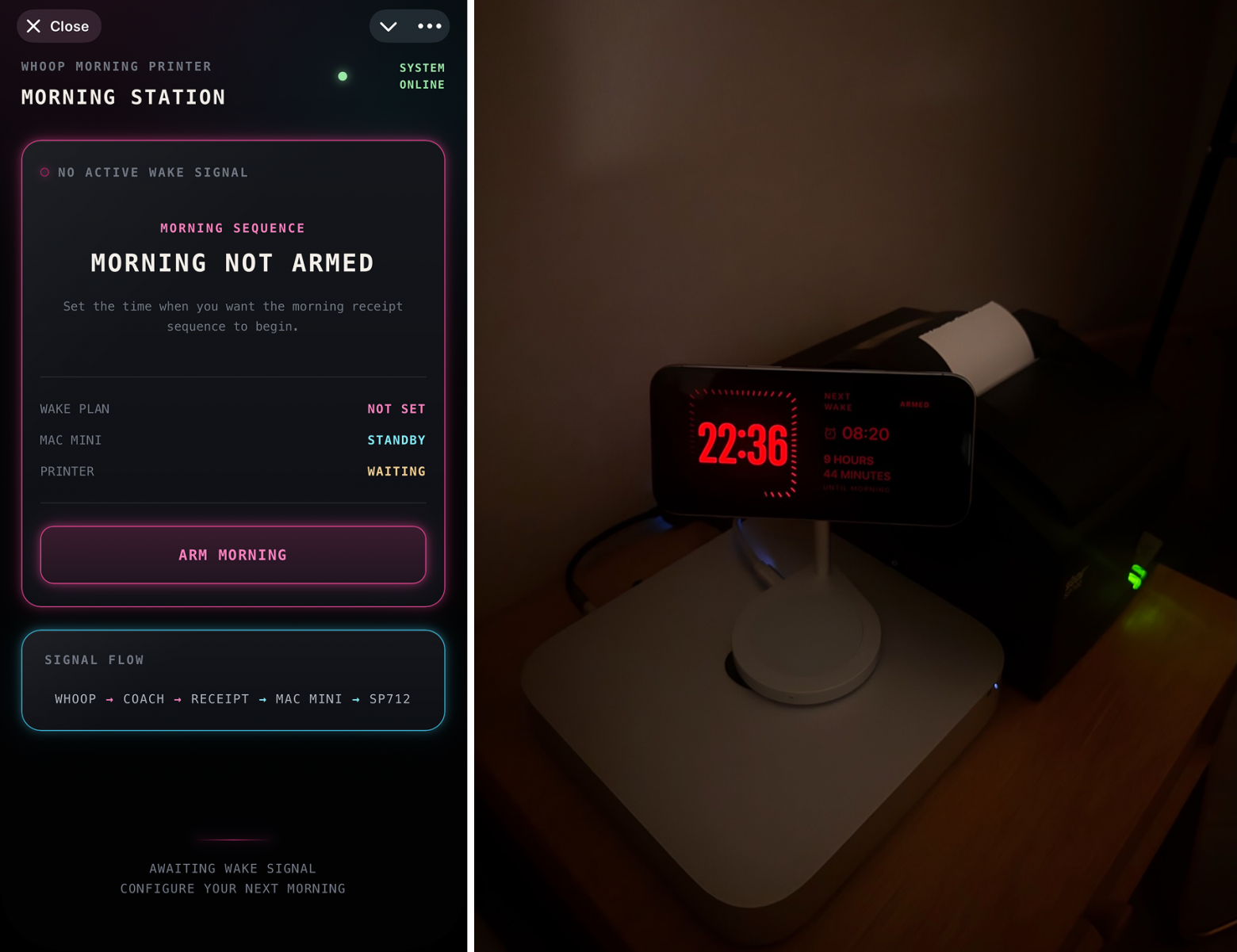 Экран установки будильника и виджет в реальном StandBy